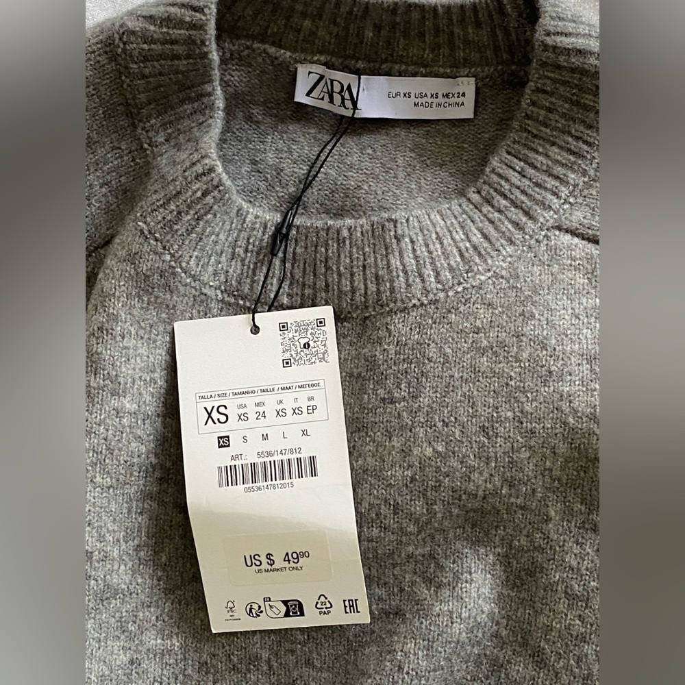 Zara Grey Sweater Dress 5536/147/812. BNWT. Size XS - Picture 6 of 13